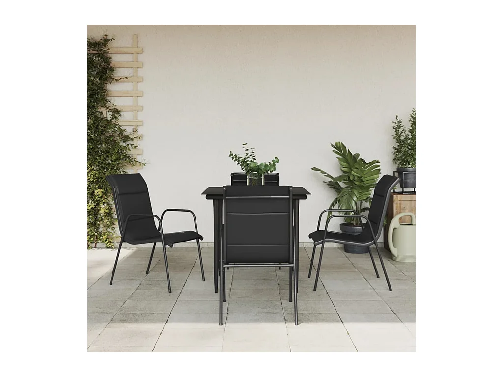 Ensemble à manger de jardin 5 pcs noir textilène et acier BE42625