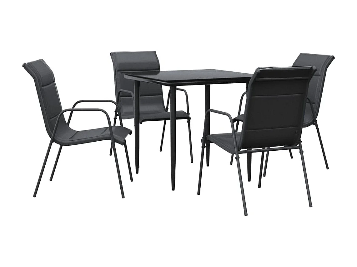 Comedor de jardín 5 piezas acero y textilene negro YOE11150