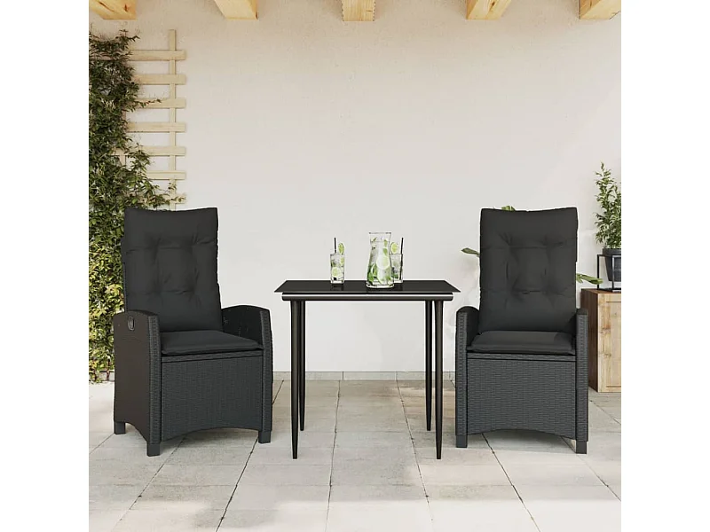3-delige Tuinset met kussens poly rattan zwart NL637932