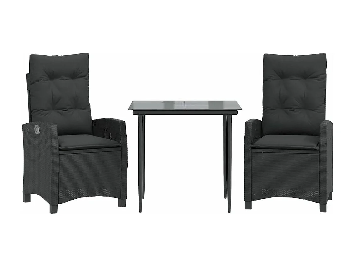 3-delige Tuinset met kussens poly rattan zwart NL637932