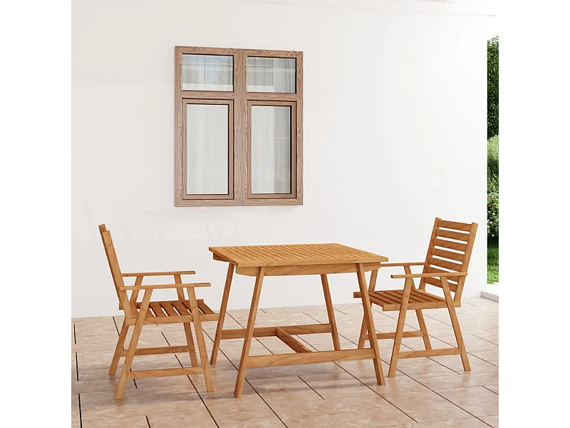 3 pcs conjunto de jantar para jardim madeira de acácia maciça PT543898