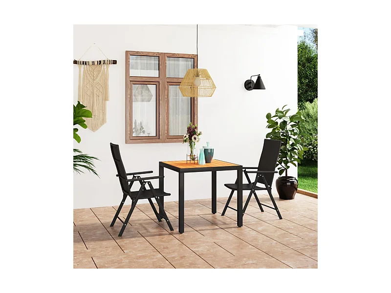 3-tlg. Garten-Essgruppe,Gartensitzgruppe Schwarz und Braun -gkd37331