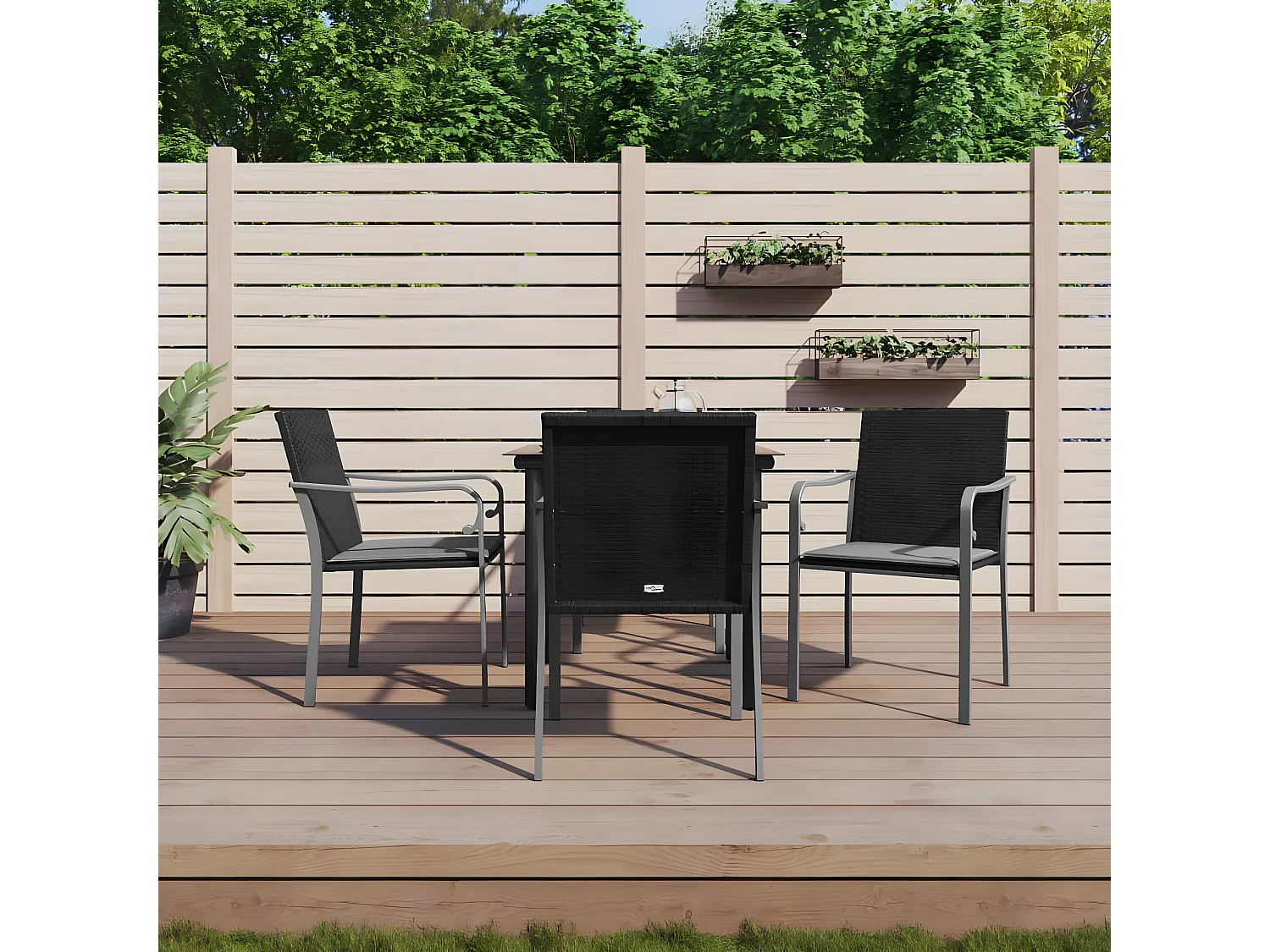 Comedor de jardín 5 piezas y cojines ratán sintético y acero YOE76846