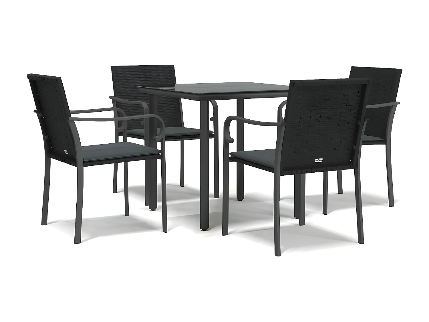 Comedor de jardín 5 piezas y cojines ratán sintético y acero YOE76846