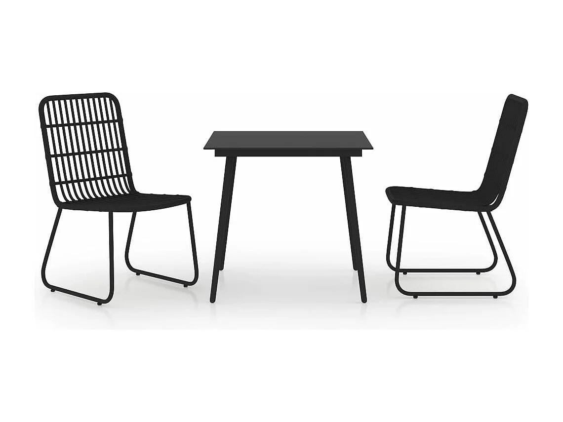 3-tlg. Garten-Essgruppe,Gartensitzgruppe Poly Rattan und Glas -gkd44430