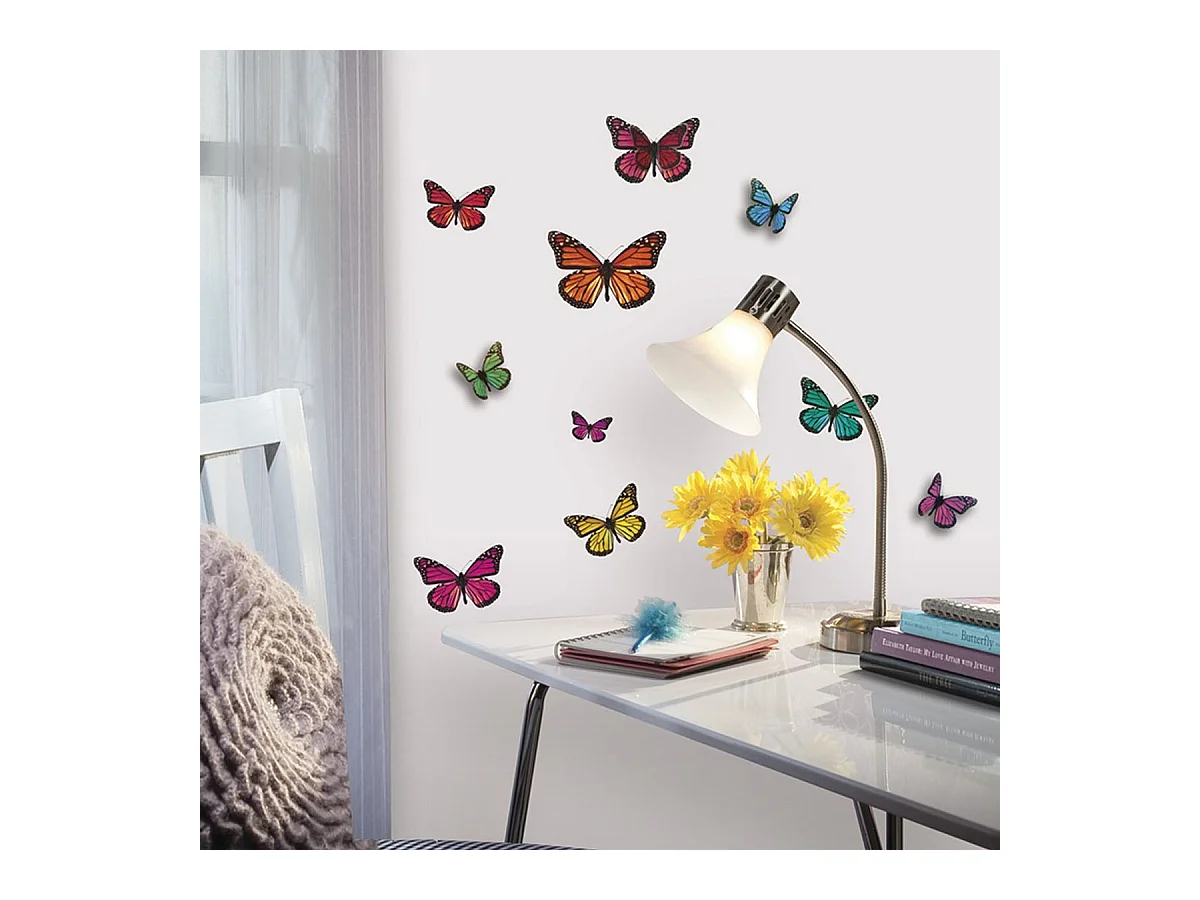PAPILLONS RELIEF 3D - Stickers repositionnables papillons en relief 3D