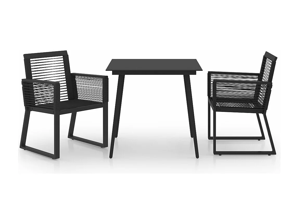 Ensemble à dîner d'extérieur 3 pcs Rotin PVC Noir BE90715