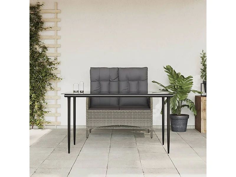 Ensemble à manger jardin et coussins 2 pcs gris rotin GFDF79600