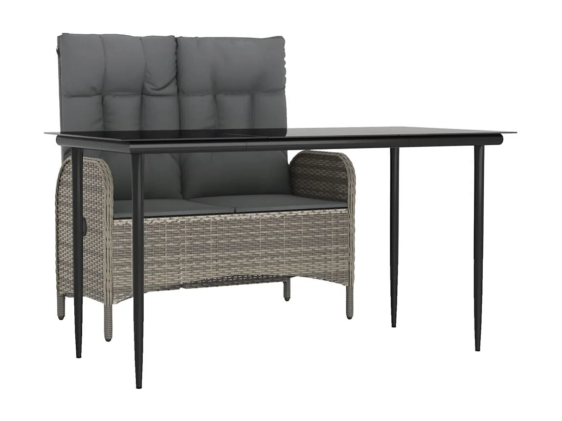 Ensemble à manger jardin et coussins 2 pcs gris rotin GFDF79600