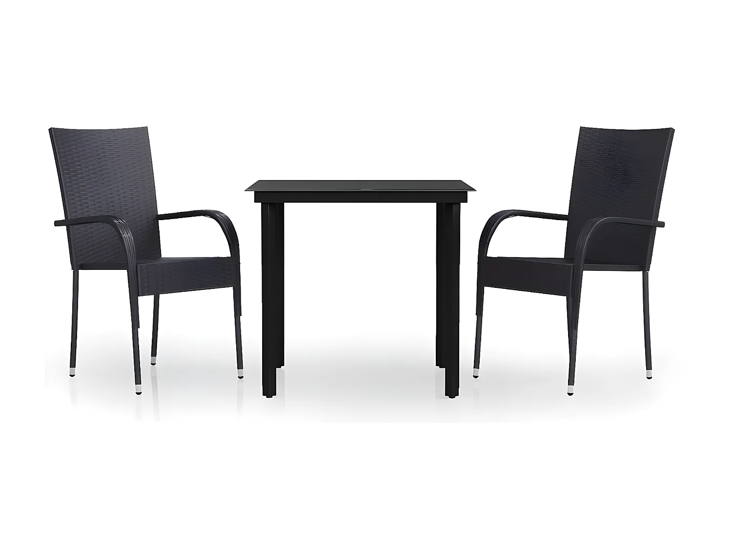 3 pcs conjunto de jantar para jardim preto PT456667