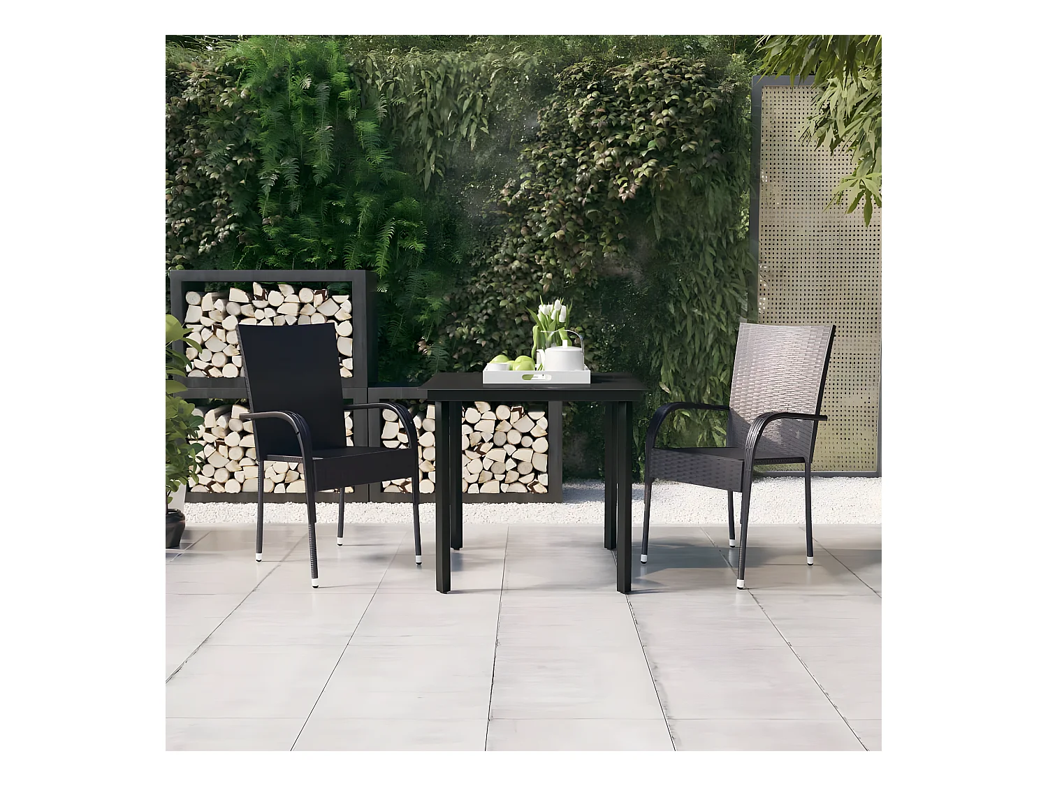 Ensemble de salle à manger d'extérieur 3 pcs Noir BE62529