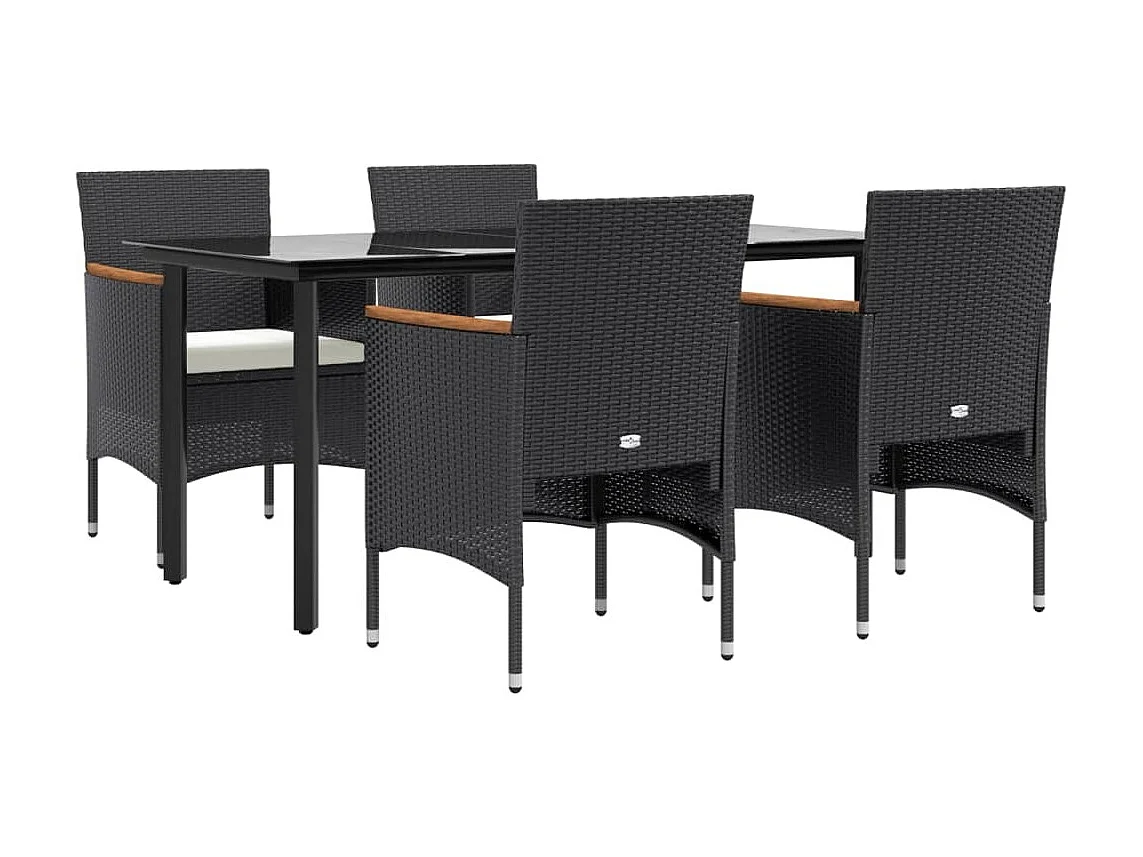5-tlg. Garten-Essgruppe,Gartensitzgruppe mit Kissen Schwarz -gkd29847