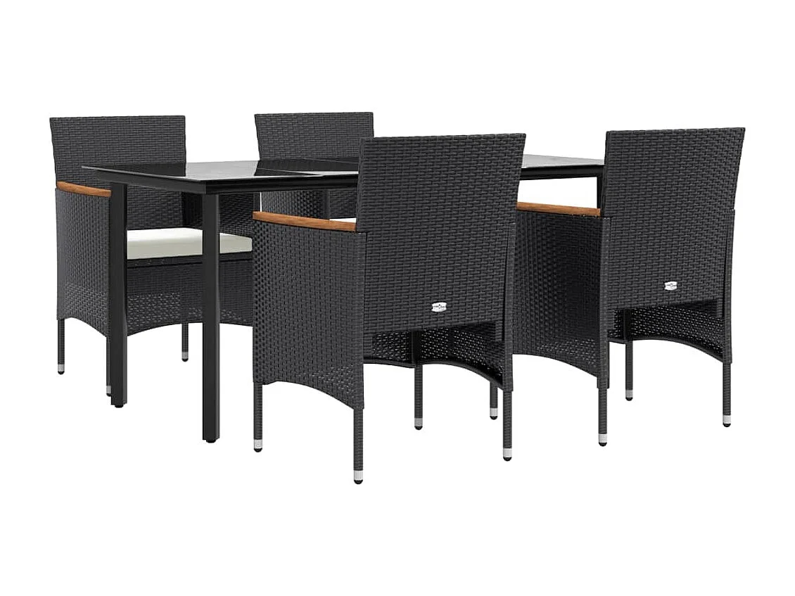 5-tlg. Garten-Essgruppe,Gartensitzgruppe mit Kissen Schwarz -gkd29847