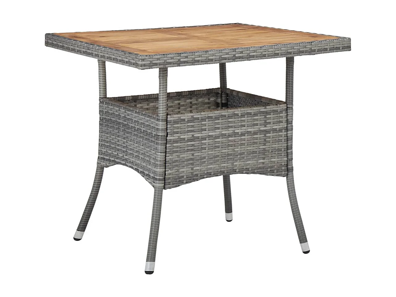 5-tlg. Garten-Essgruppe,Gartensitzgruppe Grau Poly Rattan und Akazienholz -gkd63011