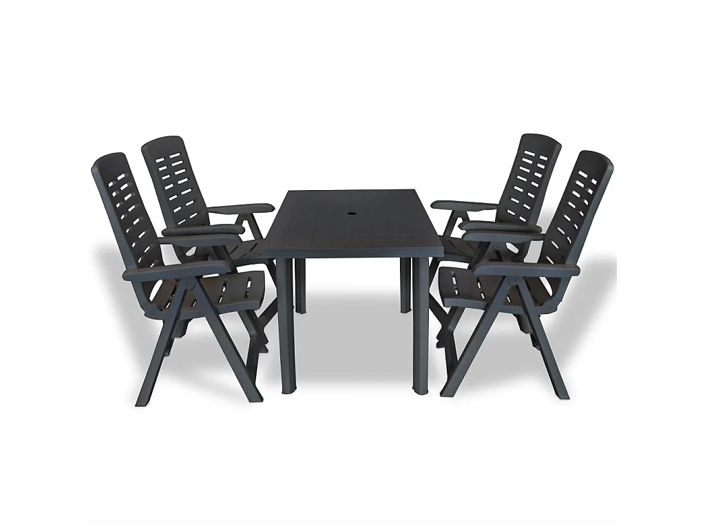 Salle à manger de jardin 5 pcs Plastique Anthracite BE30468