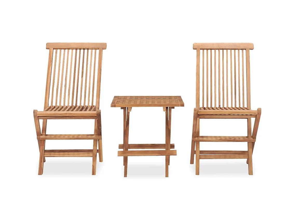 Comedor de jardín plegable 3 pzas madera maciza de teca YOE49969