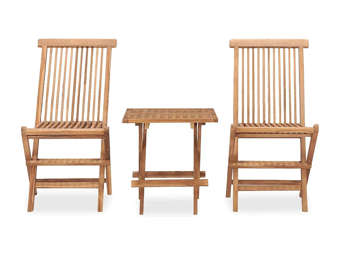 Salle à manger de jardin pliable 3 pcs Bois solide de teck BE22538