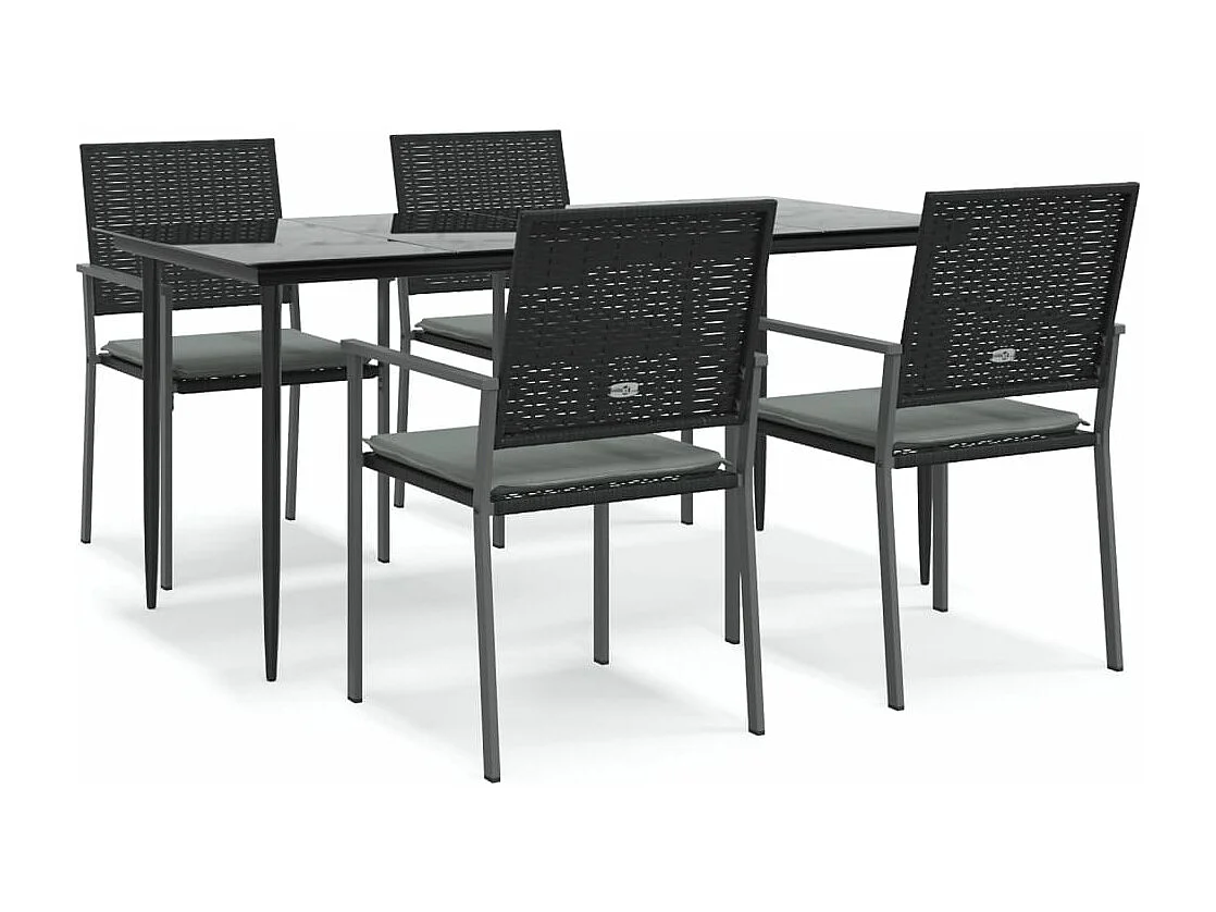 5-tlg. Garten-Essgruppe,Gartensitzgruppe mit Kissen Poly Rattan und Stahl -gkd54653