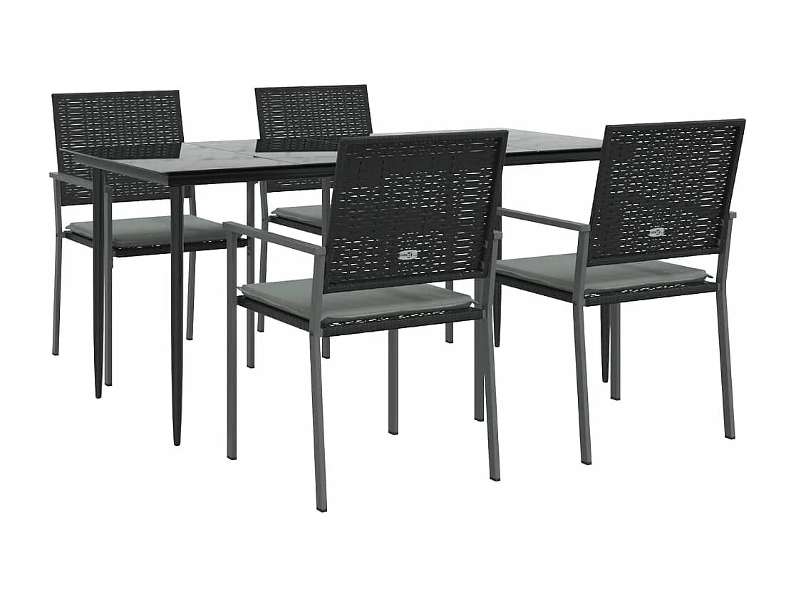 Comedor de jardín 5 piezas y cojines ratán sintético y acero YOE83701