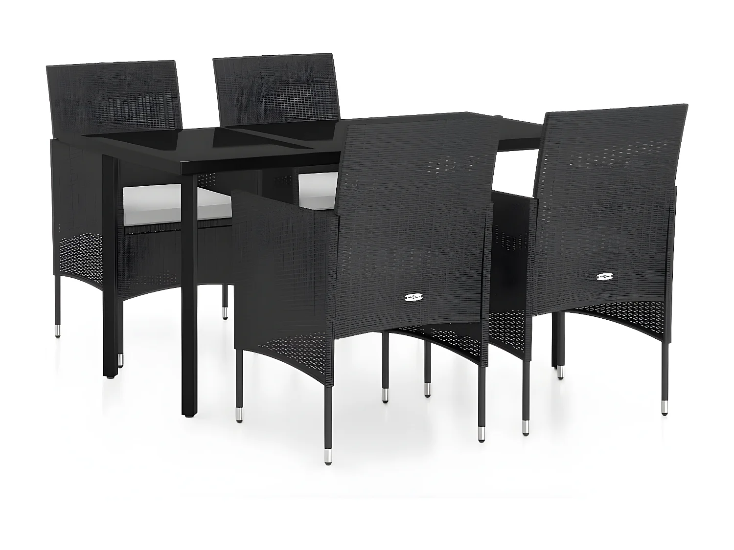 5-tlg. Garten-Essgruppe,Gartensitzgruppe mit Kissen Schwarz -gkd59802