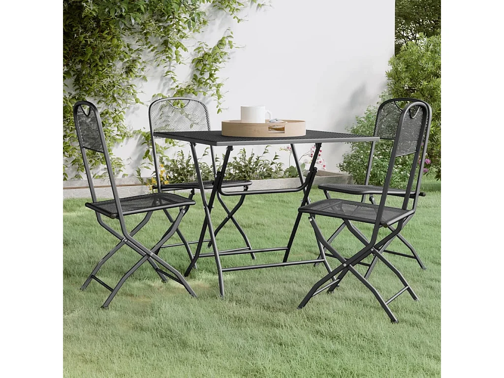 Salle à manger de jardin 5 pcs Maille Métal Anthracite BE51826