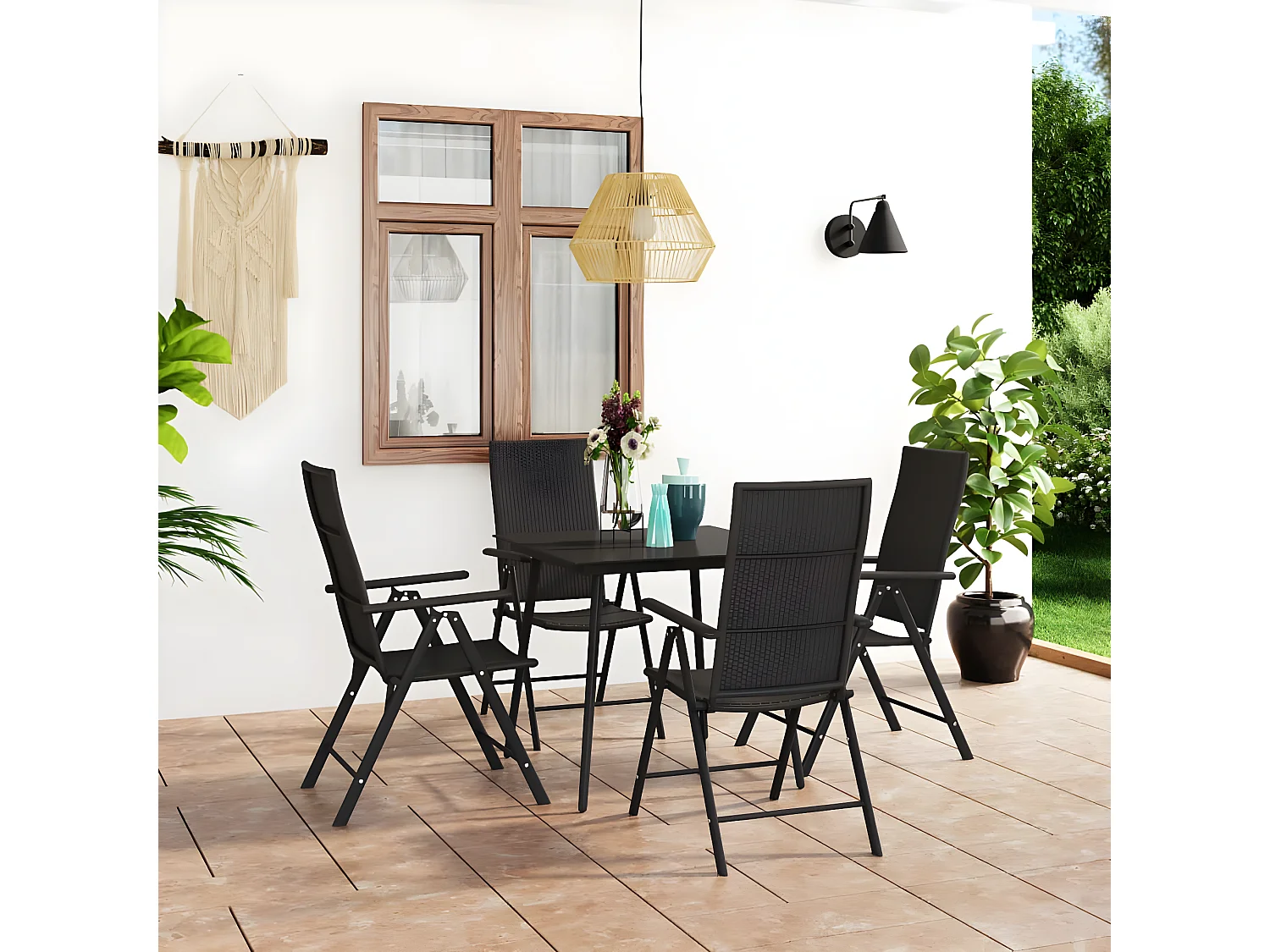 Ensemble de salle à manger de jardin 5 pcs Noir BE98744