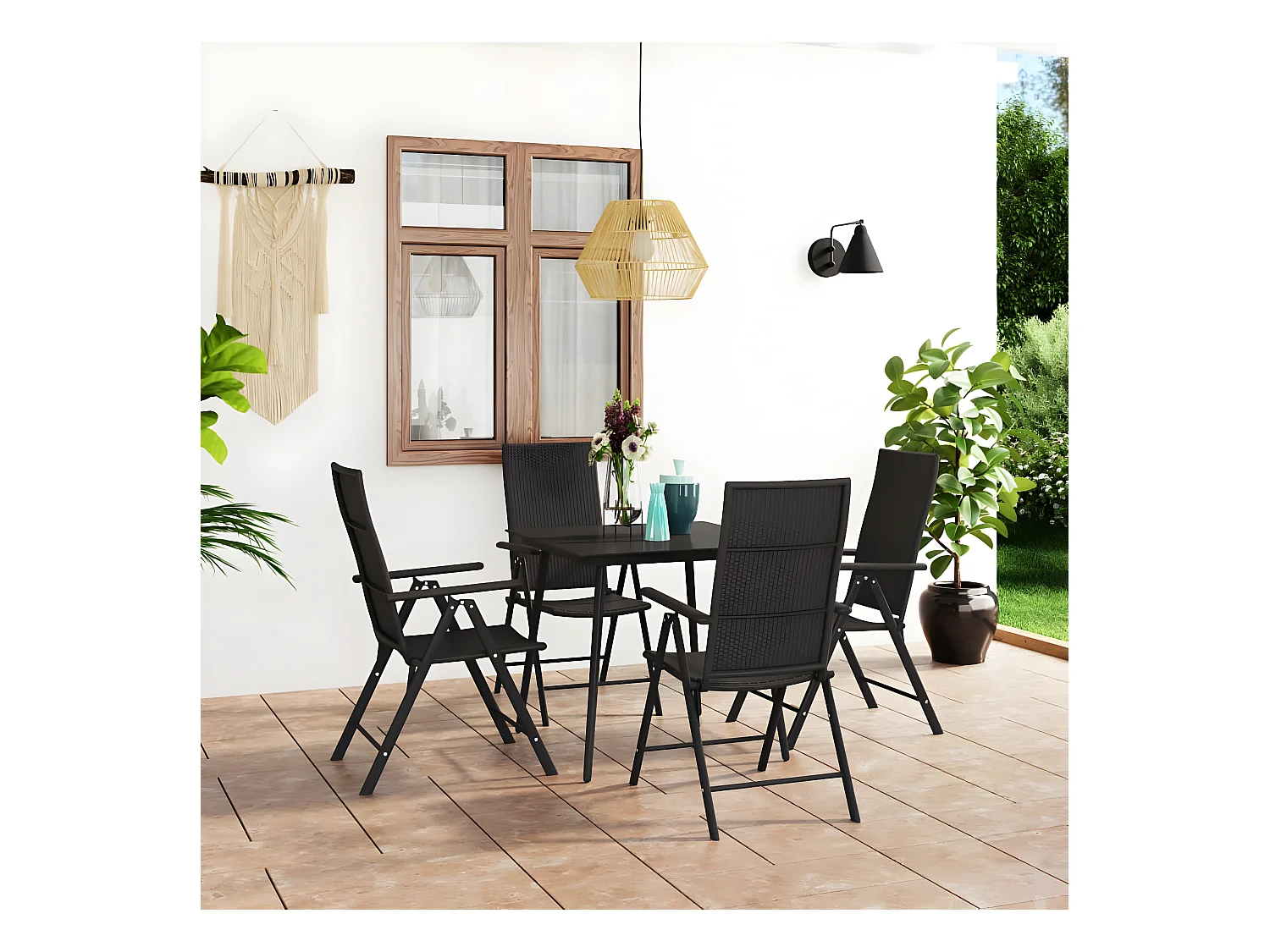Ensemble de salle à manger de jardin 5 pcs Noir BE98744