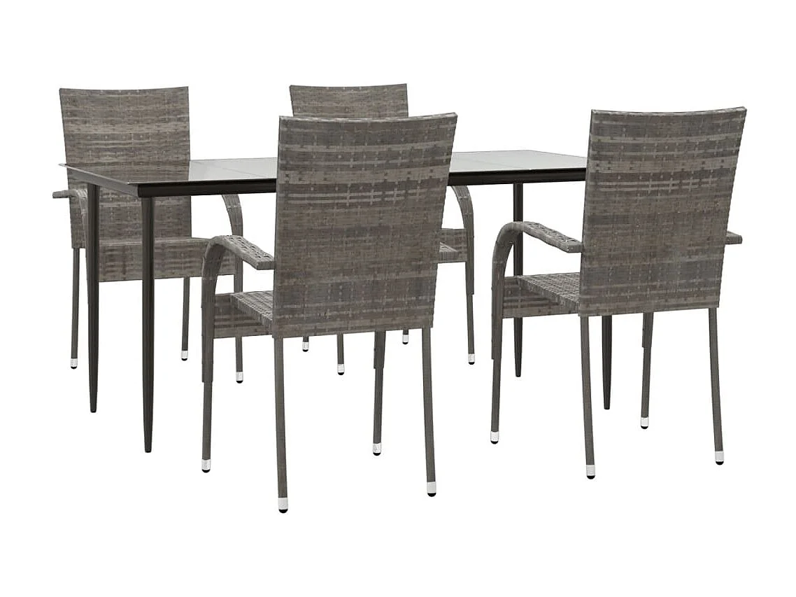 Comedor de jardín 5 piezas ratán sintético gris YOE35412