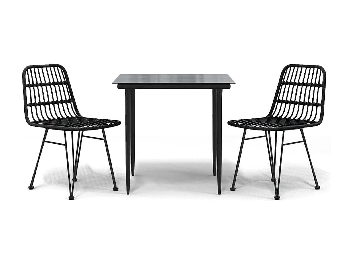 Ensemble à manger de jardin 3 pcs Noir Résine tressée BE67102
