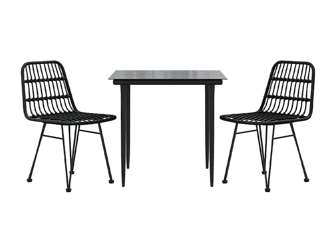 Ensemble à manger de jardin 3 pcs Noir Résine tressée BE67102