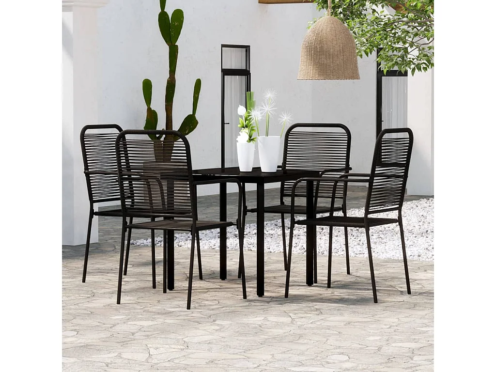 5 pcs Conjunto de jantar para jardim preto PT724723