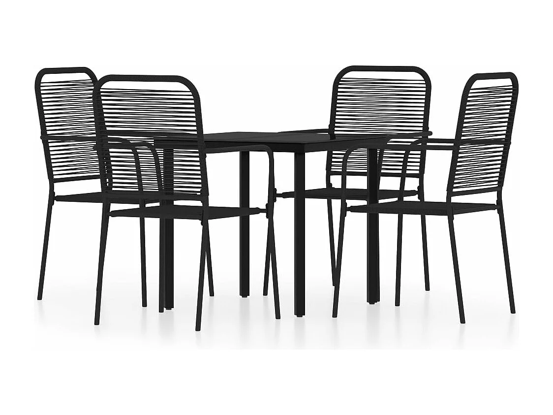 5 pcs Conjunto de jantar para jardim preto PT724723