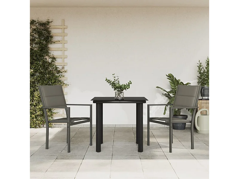 3-delige Tuinset textileen en staal zwart NL953437