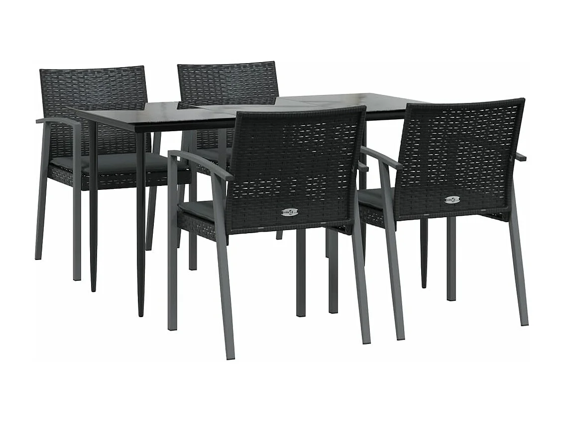 5-tlg. Garten-Essgruppe,Gartensitzgruppe mit Kissen Poly Rattan und Stahl -gkd39452