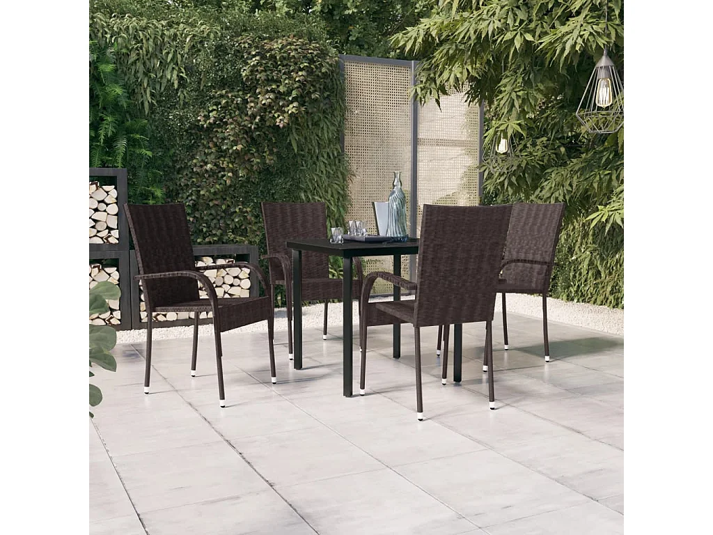 Ensemble de salle à manger d'extérieur 5 pcs Marron et noir BE37777