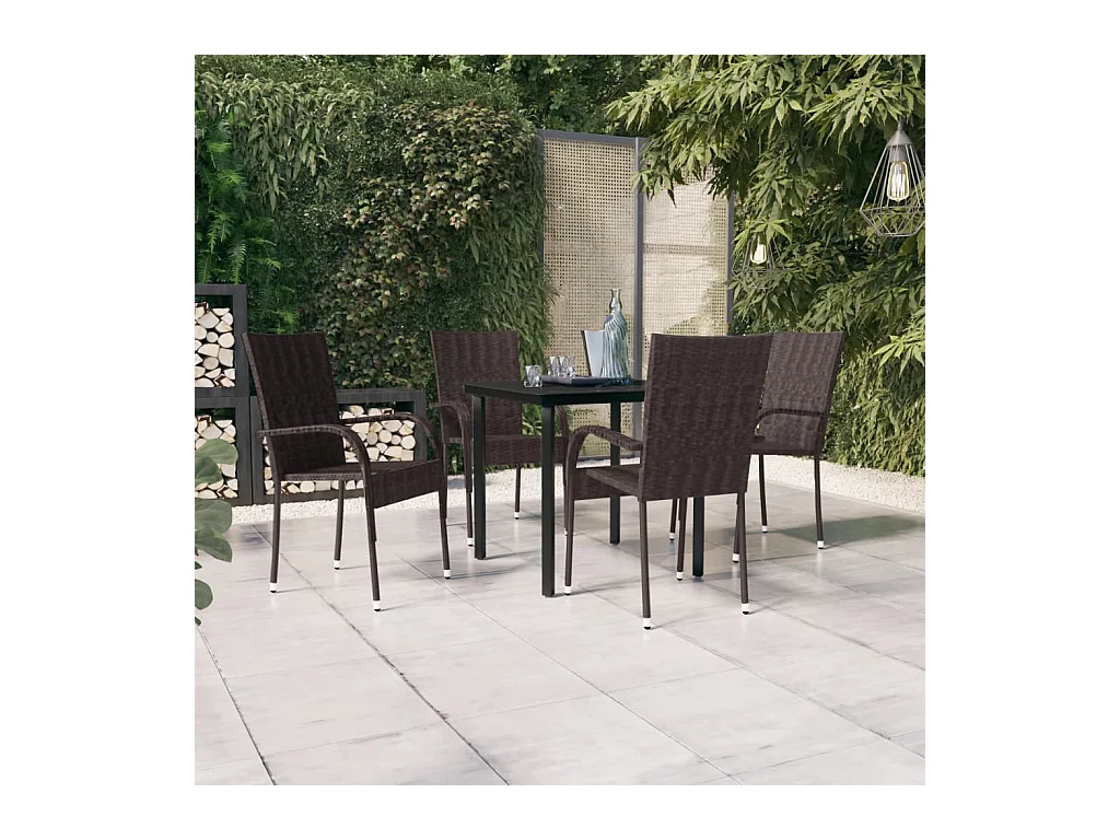 Ensemble de salle à manger d'extérieur 5 pcs Marron et noir BE37777