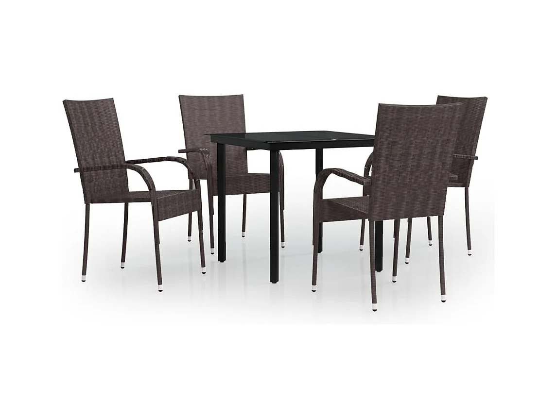 5 pcs conjunto de jantar para jardim castanho e preto PT274163