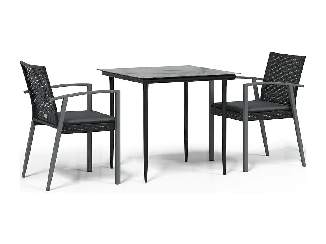 Comedor de jardín 3 piezas y cojines ratán sintético y acero YOE88079