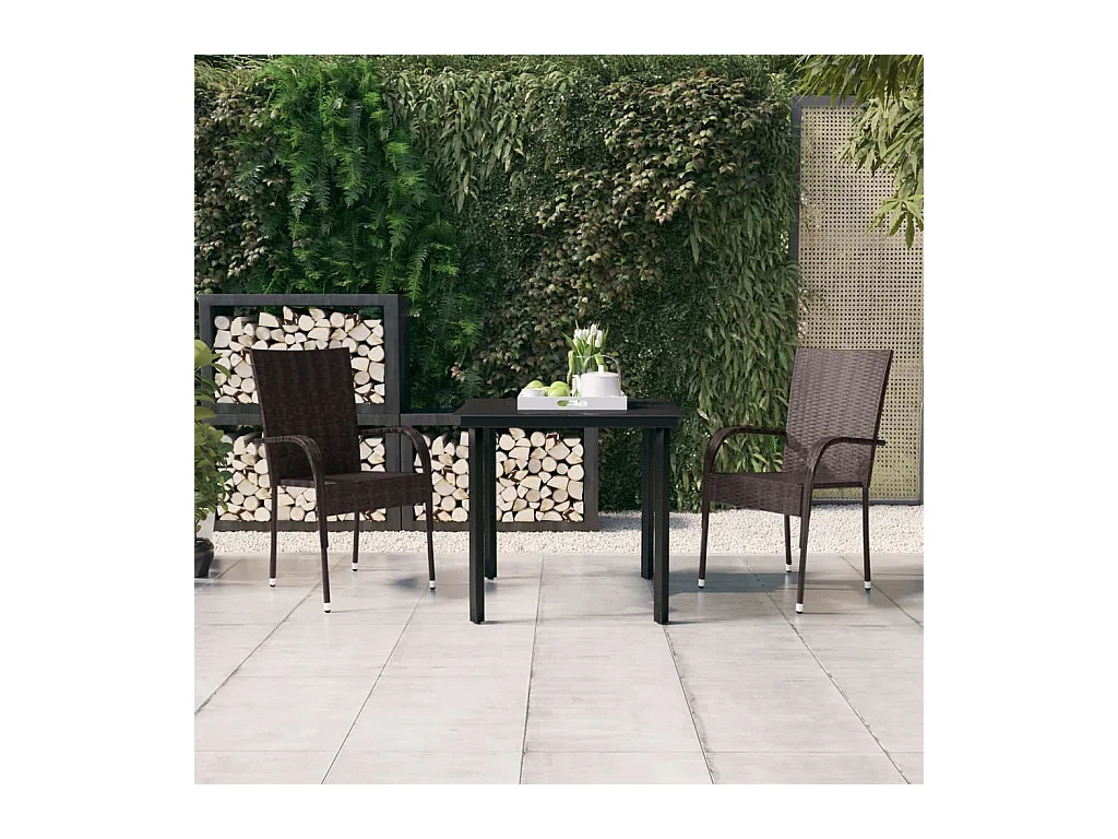 Ensemble de salle à manger d'extérieur 3 pcs Marron et noir BE85523