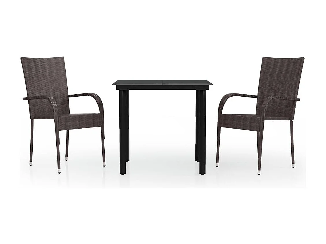 Ensemble de salle à manger d'extérieur 3 pcs Marron et noir BE85523