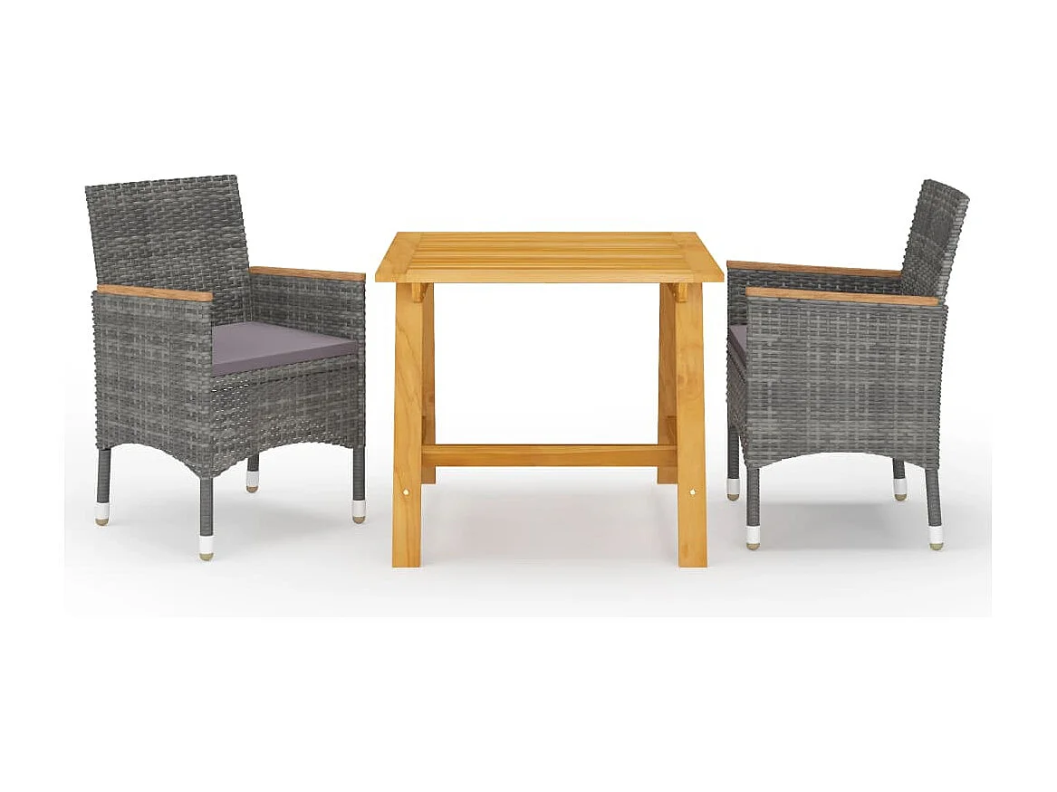 Ensemble de salle à manger de jardin 3 pcs Gris GFDF99012