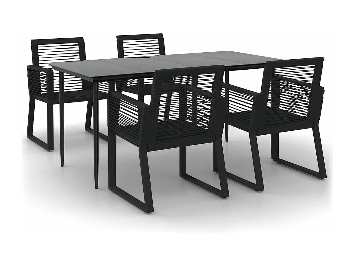 5-tlg. Garten-Essgruppe,Gartensitzgruppe Schwarz PVC Rattan -gkd34416