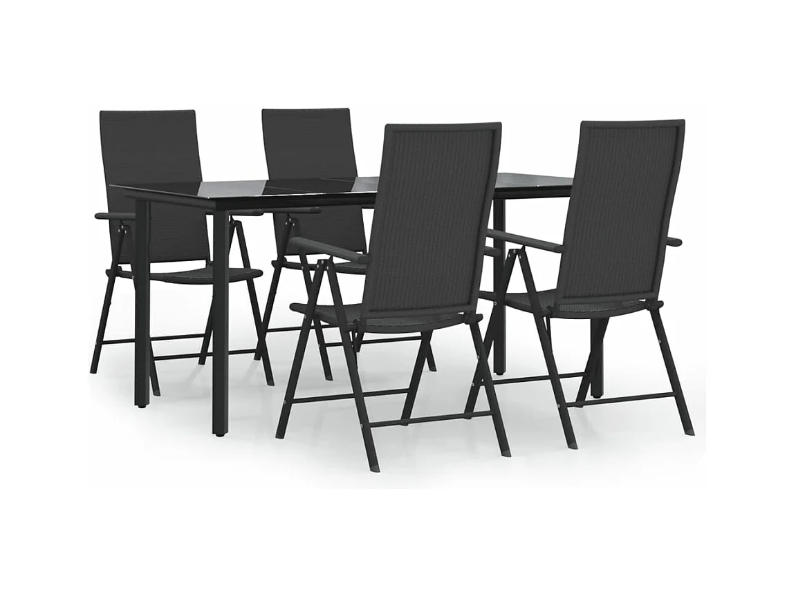 5-delige Tuinset poly rattan zwart NL344040