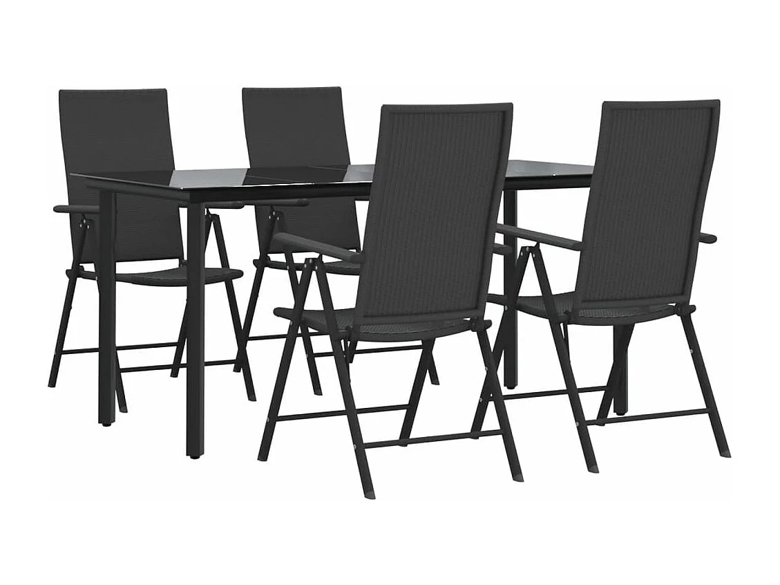 Ensemble à manger de jardin 5 pcs Noir Résine tressée BE25318