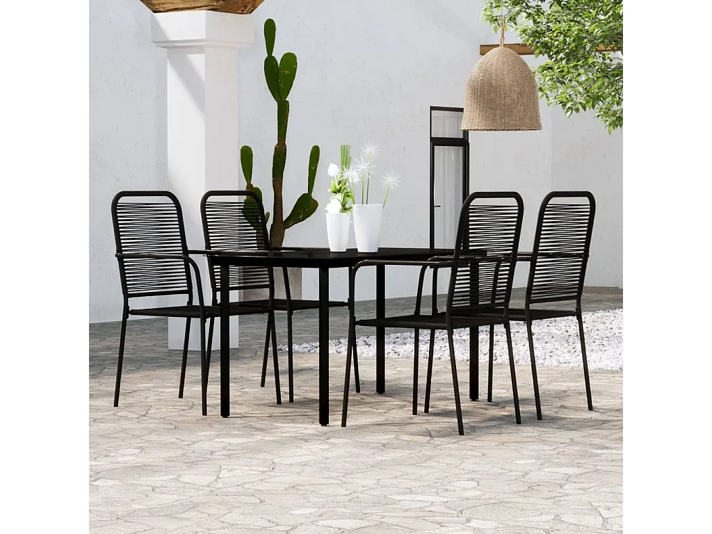 Ensemble de salle à manger de jardin 5 pcs Noir BE32630