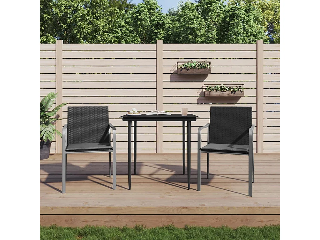 Ensemble à manger de jardin 3 pcs coussins résine tressée acier BE23727
