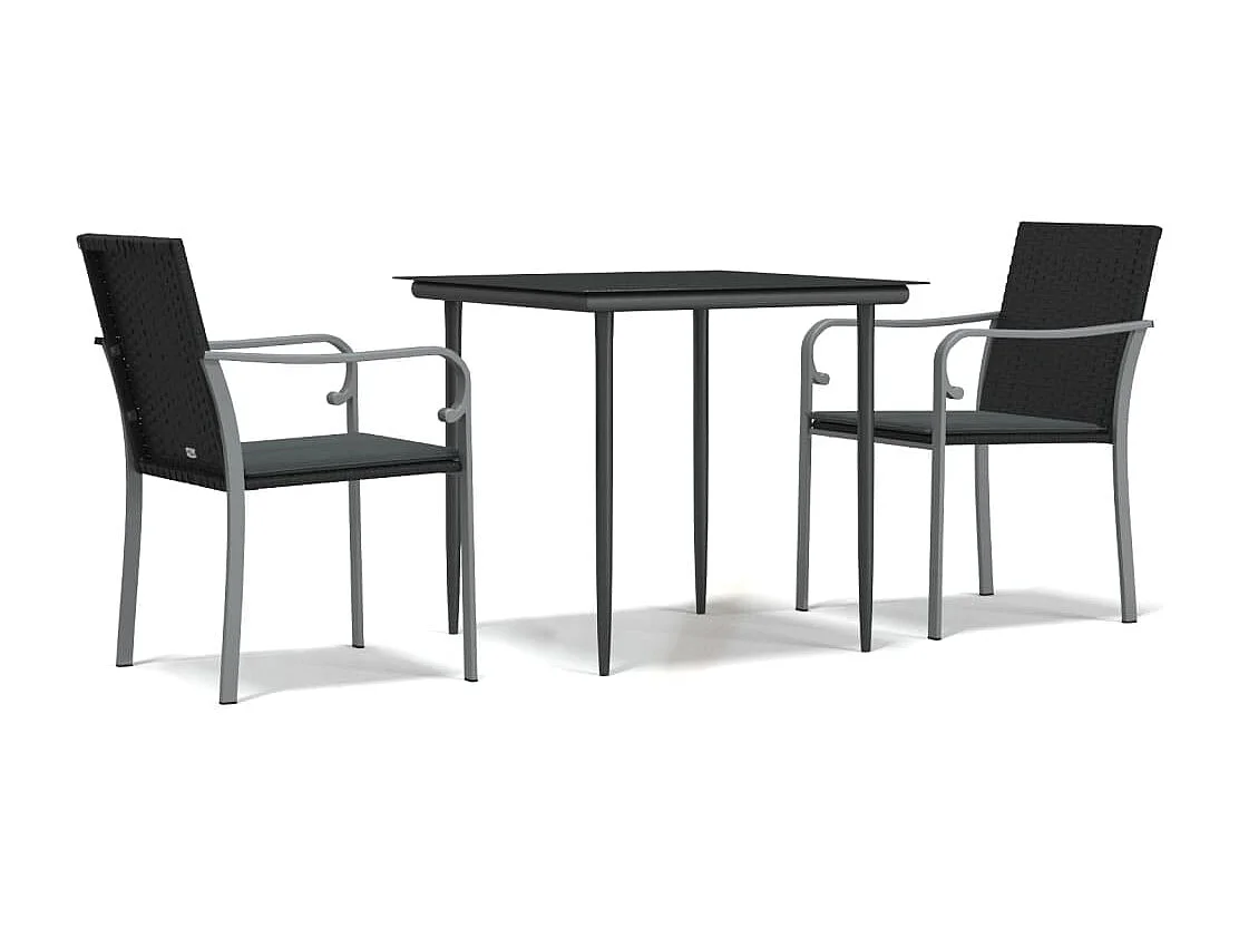 Ensemble à manger de jardin 3 pcs coussins résine tressée acier BE23727