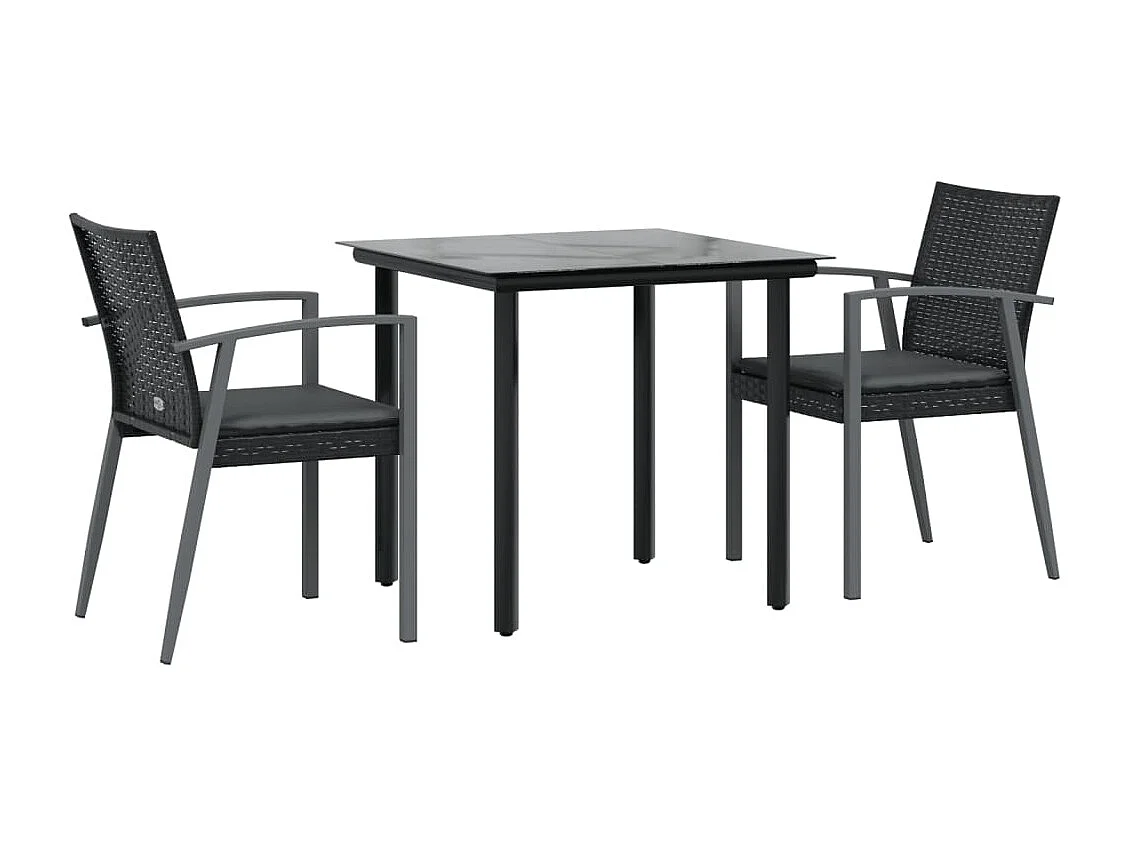 Ensemble à manger de jardin 3 pcs coussins résine tressée acier BE68579