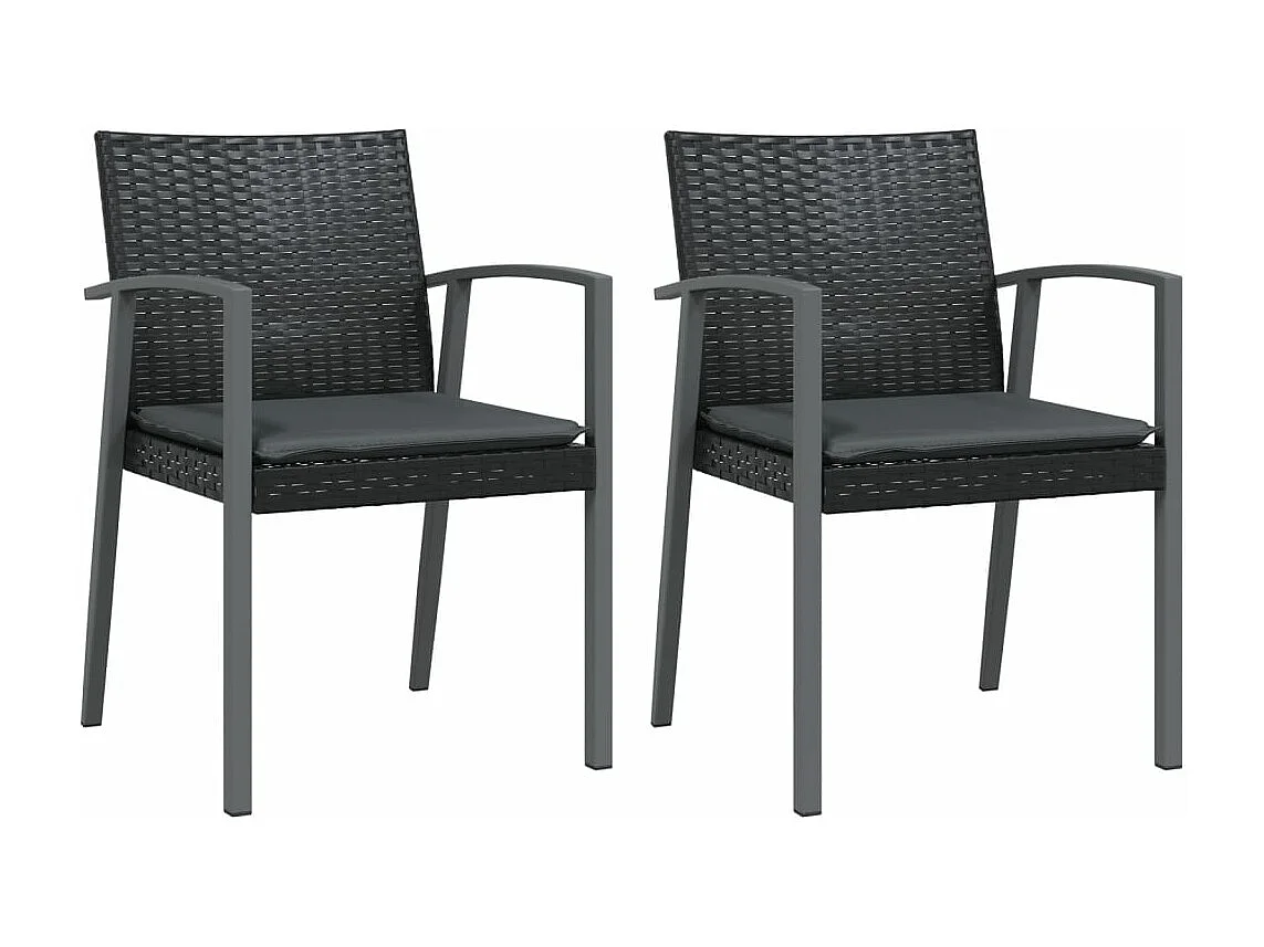 Ensemble à manger de jardin 3 pcs coussins résine tressée acier BE68579