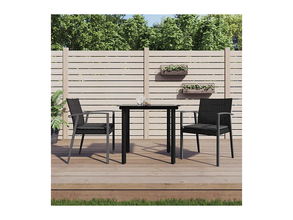 Ensemble à manger de jardin 3 pcs coussins résine tressée acier BE68579